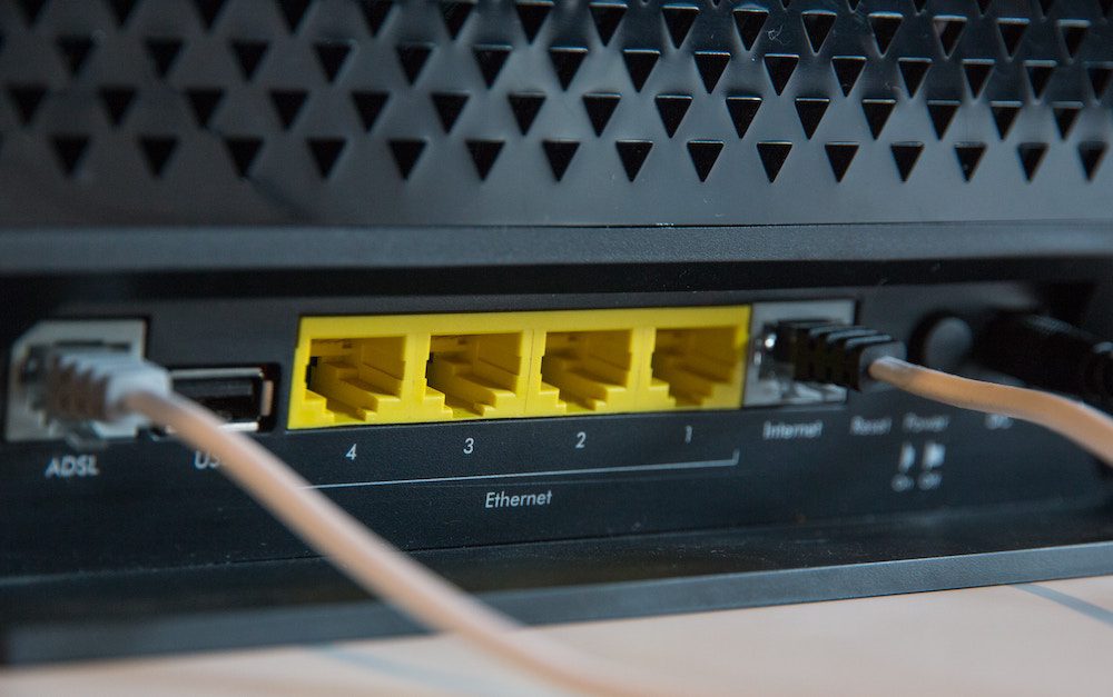 Ethernet ports on the back of a router